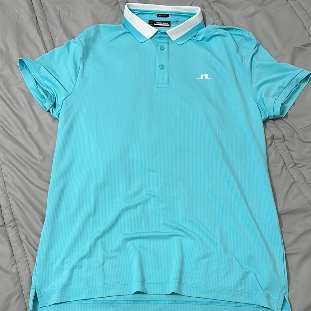 J.Lindeberg Blue and White Polo Shirt Classic Fit